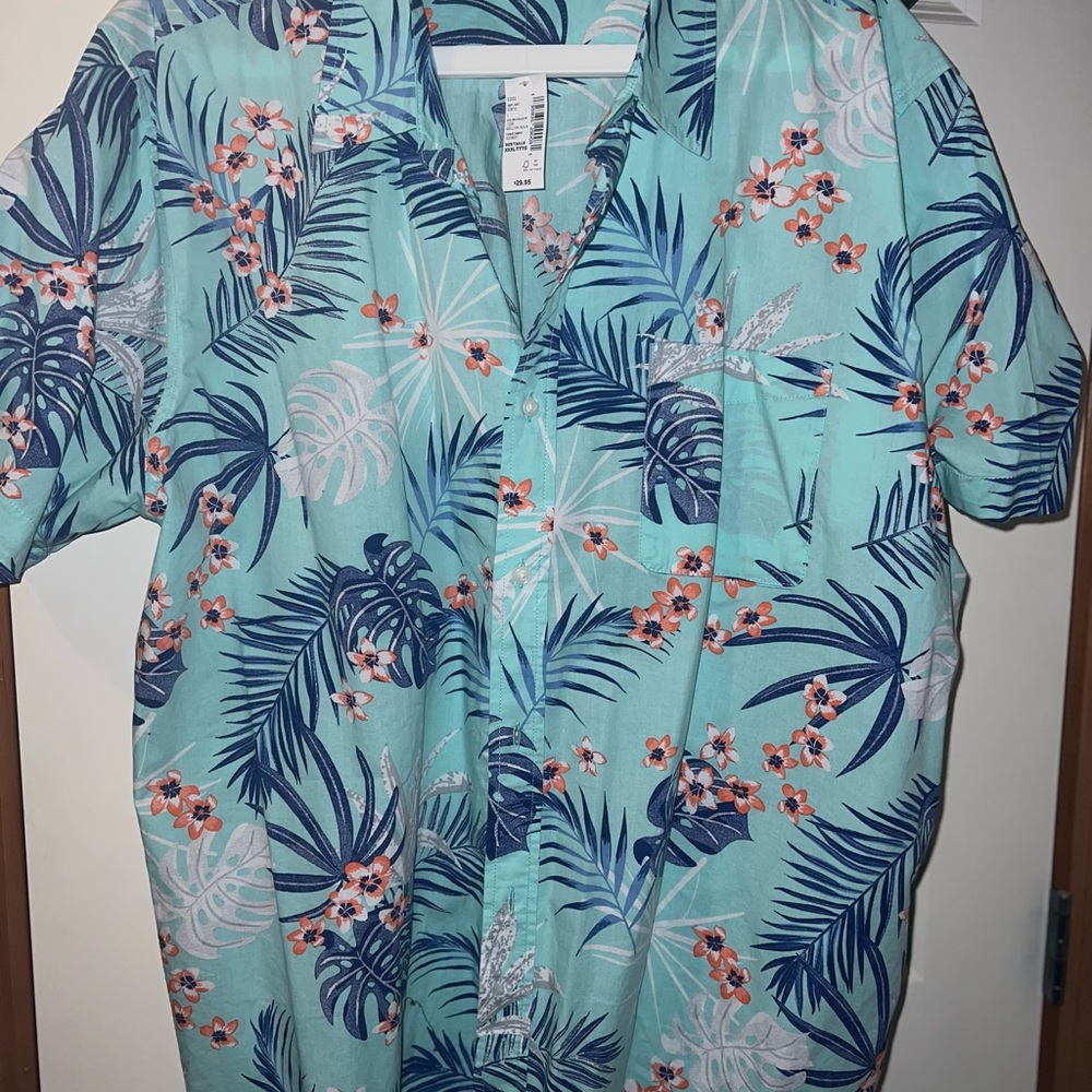 The Children's Place Tropical Print Shirt - Blue and Green